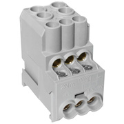 Unterverteiler-Abzweigklemme,<BR>1-polig,<BR>2 Eing�nge 25 mm�,<BR>6 Ausg�nge 6 mm�