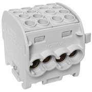 Hauptleitungs-Abzweigklemme,<BR>DOPPELBLOCK,<BR>1-polig,<BR>4 Eing�nge 35 mm�,<BR>4 Ausg�nge 25 mm�