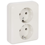 UP-Komplett-Steckdose,<BR>2-fach,<BR>reinwei�
