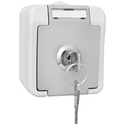 AP/FR, <BR>Steckdose, <BR>1-fach, <BR>abschlie�bar, <BR>PERANOVA, <BR>grau/hellgrau