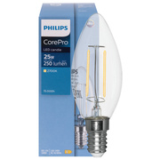 LED-Filament-Lampe, <BR>CorePro,<BR>Kerzen-Form, klar, <BR>E14,<BR>2700K