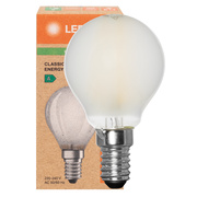 LED-Filament-Lampe,<BR>CLASSIC P,<BR>Tropfen-Form, matt,<BR>E14,<BR>2700K