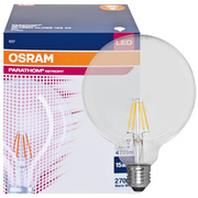 LED-Filament-Lampe, <BR>RETROFIT,<BR>Globe-Form, klar, <BR>E27,<BR>2700K
