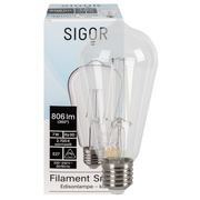 LED-Filament-Lampe,<BR>SNOW,<BR>Edison-Form, klar,<BR>E27/7W, 806 lm,<BR>2700K