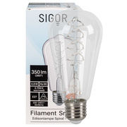 SLIM-Spiral-Filament-Lampe,<BR>SNOW,<BR>Edison-Form, klar,<BR>E27/4,8W (32W), 350 lm,<BR>2700K