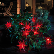 LED-Dekolichterkette, <BR>9 Sterne,<BR>18 Spitzen,<BR>� 80,<BR>rot