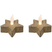 2 LED-Teelichter,<BR>je 1 warmwei�e LED, gold,<BR>batteriebetrieben