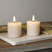 Echtwachskerze,<BR>FLAMME SWIRL VOTIVE,<BR>1 warmwei�e flackernde LED,<BR>2er-Set,<BR>H 70, � 50