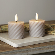 Echtwachskerze,<BR>FLAMME SWIRL VOTIVE,<BR>1 warmwei�e flackernde LED,<BR>2er-Set,<BR>H 70, � 50