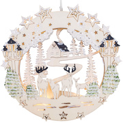 Fensterbild,<BR>HIRSCHE IM WALD,<BR>10 warmweie LEDs,<BR> 300, Ausl. 30