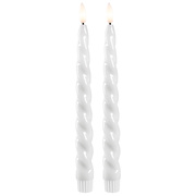 Echtwachs-Tafelkerze,<BR>FLAMME SHINE,<BR>1 warmwei�e flackernde LED,<BR>2er-Set,<BR>H 245, � 21