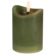 Echtwachskerze,<BR>1 warmwei�e LED,<BR>mit Fl�ssigwachsspiegel,<BR>H 100, � 70