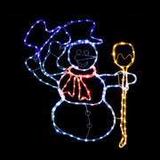 Lichtschlauchmotiv,<BR>winkender Schneemann,<BR>warmwei�e LEDs