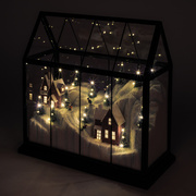 Haus,<BR>warmweie LEDs,<BR>mit winterlicher Szene