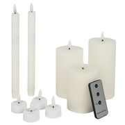 Kerzen-Set,<BR>je 1 warmwei�e LED,<BR>9-teilig