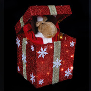 Rentier in Geschenkbox,<BR>mit Bewegungen und Musik,<BR>warmwei�e LEDs