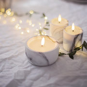 Echtwachskerze,<BR>FLAMME MARBLE,<BR>1 warmwei�e flackernde LED,<BR>H 75, � 100