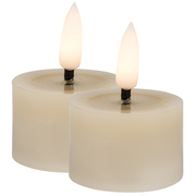 Echtwachs-Teelichter,<BR>FLAMME FLOW,<BR>1 warmweie flackernde LED,<BR>2er-Set,<BR> 40, H 50