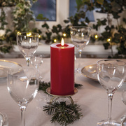 Echtwachskerze,<BR>FLAMME FLOW,<BR>1 warmwei�e flackernde LED,<BR>mit Wachsspiegeloptik,<BR>rot