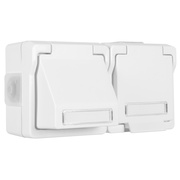 Datendose,<BR>f�r 1+2 Universal-Module<BR>und Schutzkontaktsteckdose<BR>mit Klappdeckel