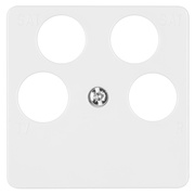 Zentralplatte,<BR>fr 2 x SAT/TV/Radio-<BR>Antennensteckdose, 4-Loch,<BR>50 x 50,<BR>alpinwei